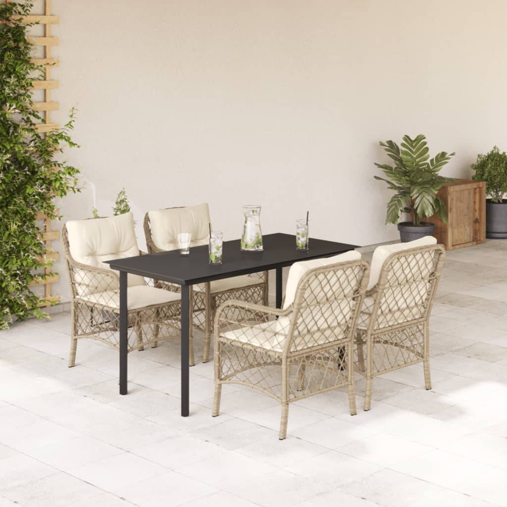 Salon de jardin 4P résine tressée fauteuils confortables pour terrasse Beige – ComfortXL Outdoor Living - Image 1