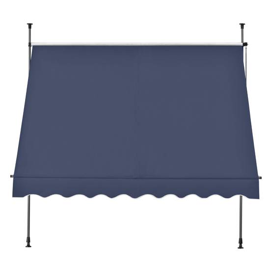 Helloshop26 - Store banne téléscopique acier polyester 300 x 120 x 200-300 cm bleu foncé - Imagen 3