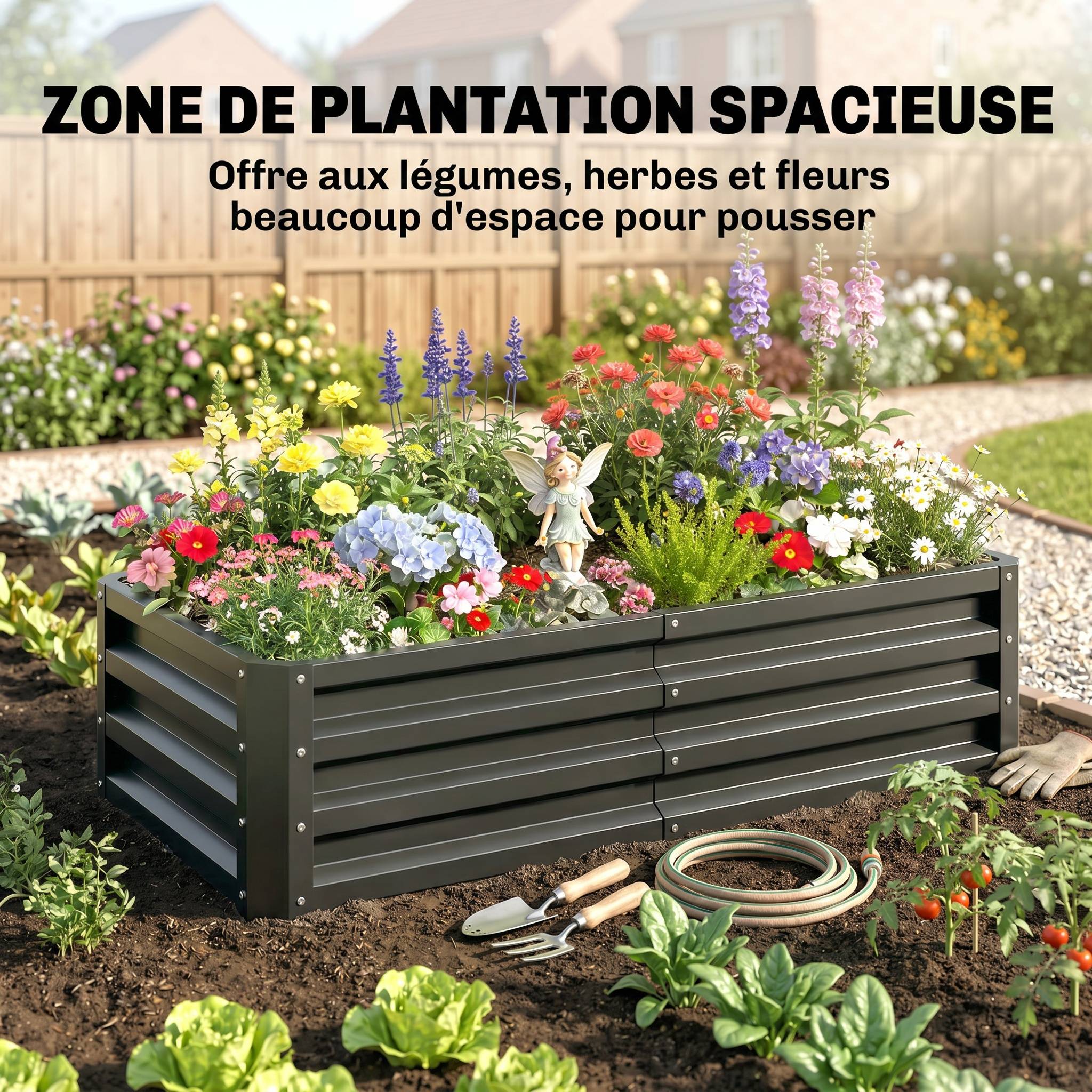 PANGIVO - Carré potager acier galvanisé gris 120 x 60 x 30.5 cm - PANGIVO - Image 6