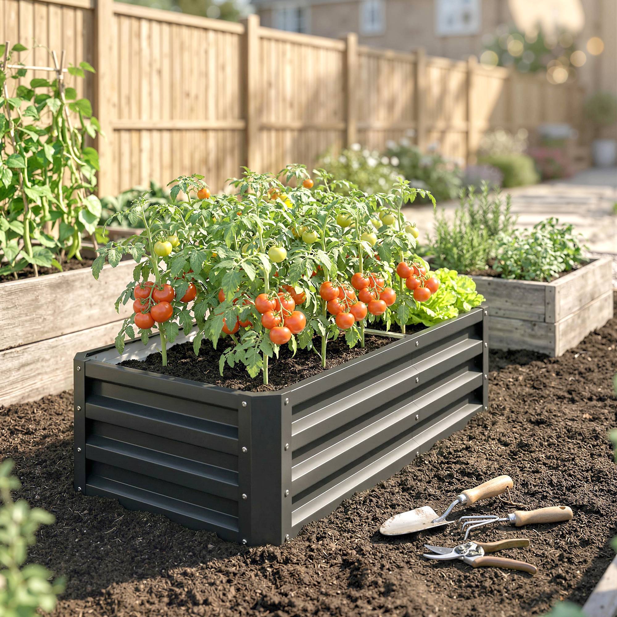 PANGIVO - Carré potager acier galvanisé gris 120 x 60 x 30.5 cm - PANGIVO - Image 9