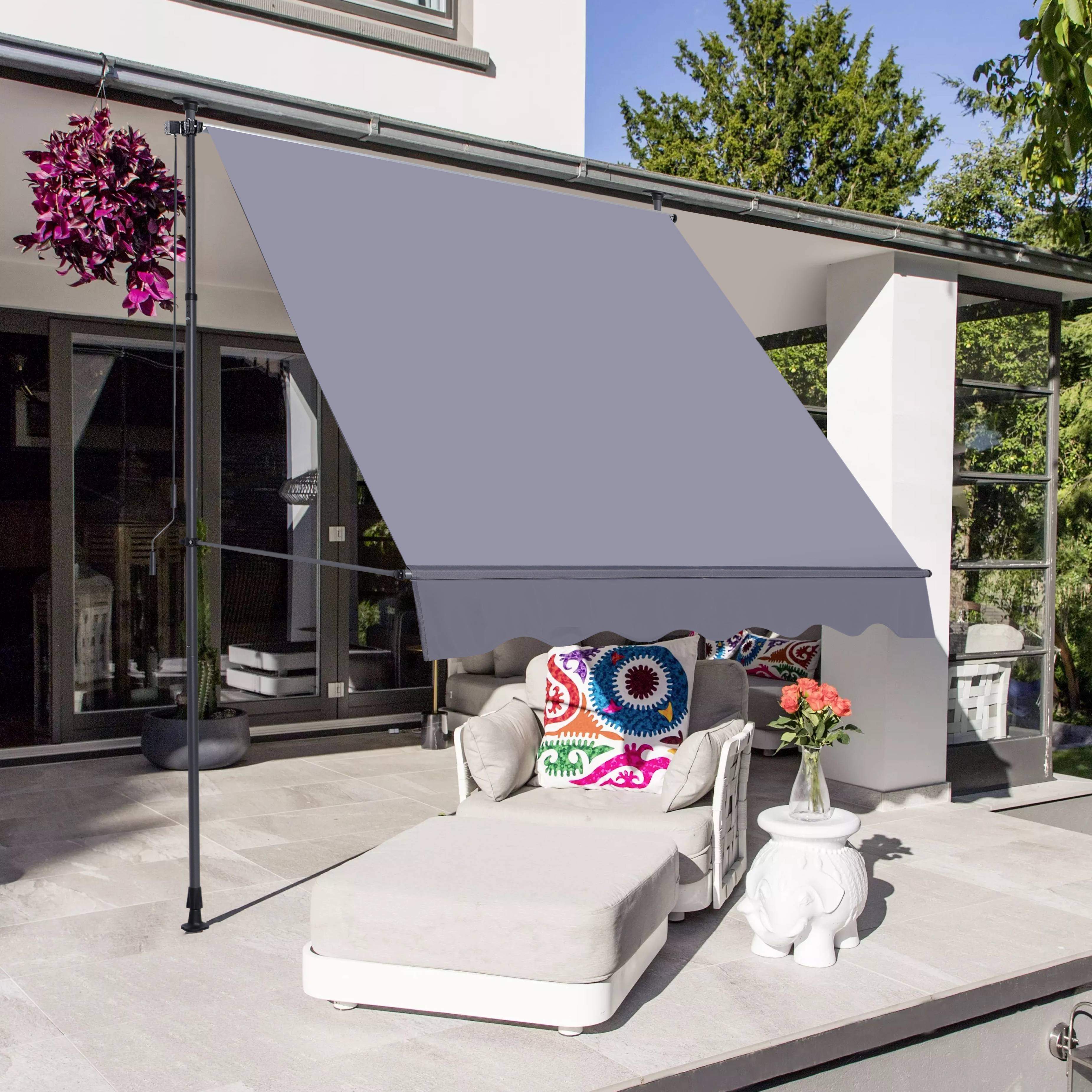ComfortXL - Store banne sans perçage aluminium pour balcon terrasse réglable anti-UV 300x120cm gris - ComfortXL Outdoor Living - Image 4