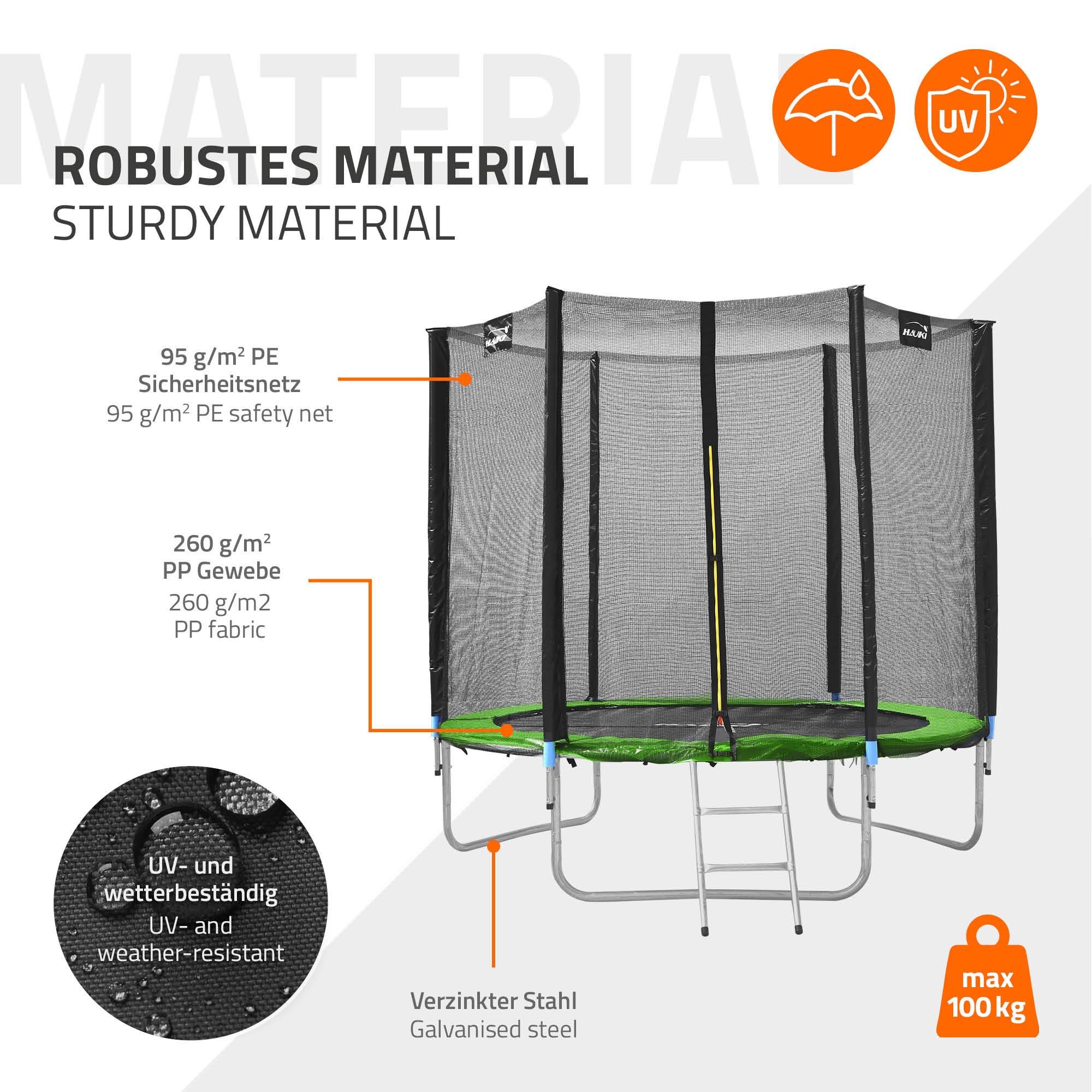 Trampoline de jardin avec filet de sécurité et échelle set complet vert Ø 183 cm - Imagen 7