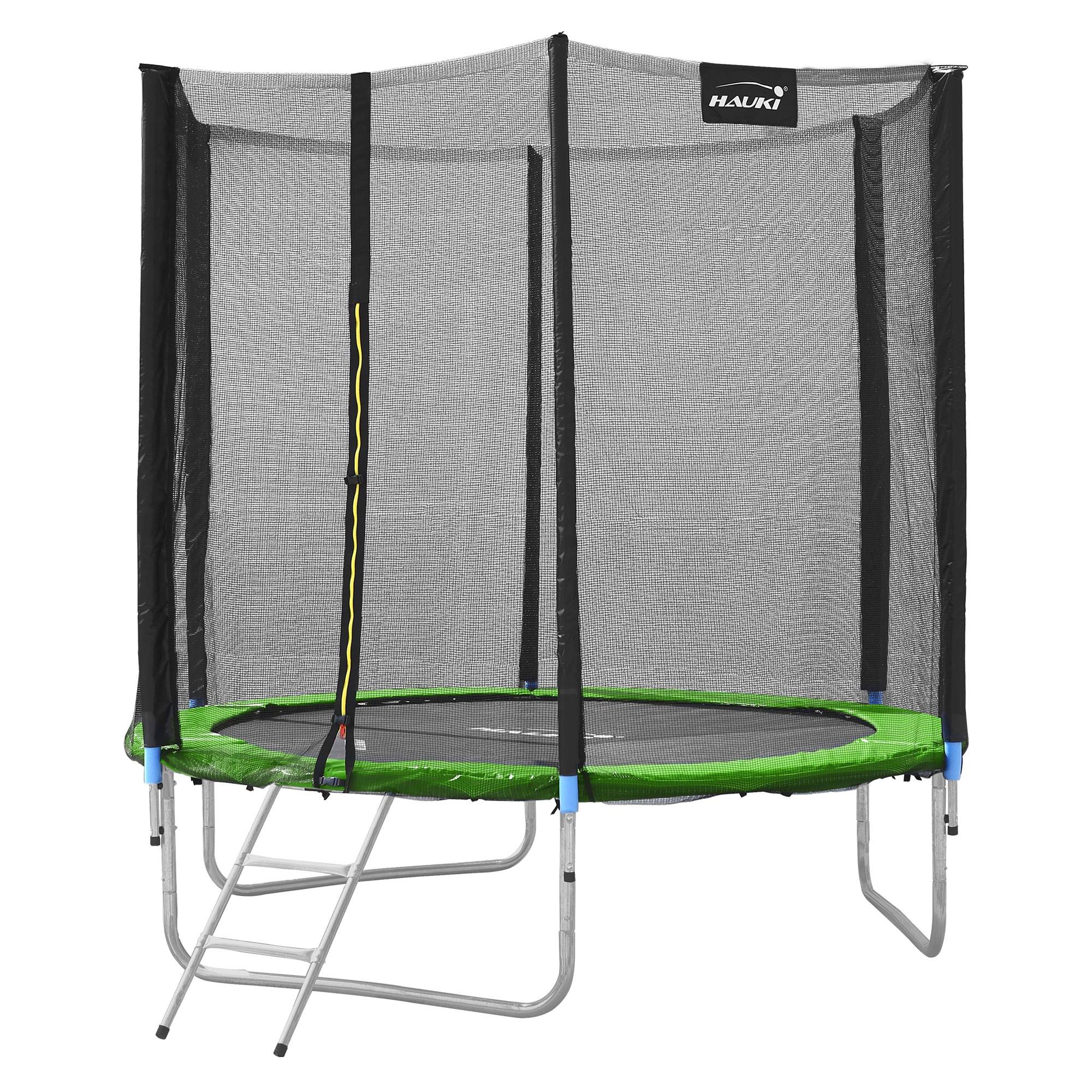 Trampoline de jardin avec filet de sécurité et échelle set complet vert Ø 183 cm - Imagen 1