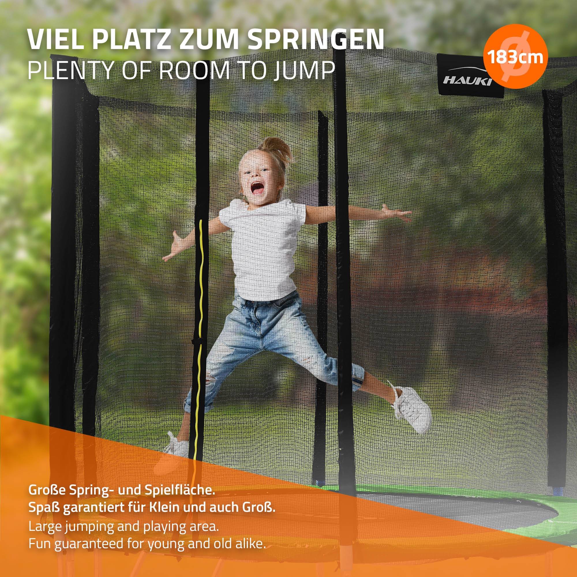 Trampoline de jardin avec filet de sécurité et échelle set complet vert Ø 183 cm - Imagen 6