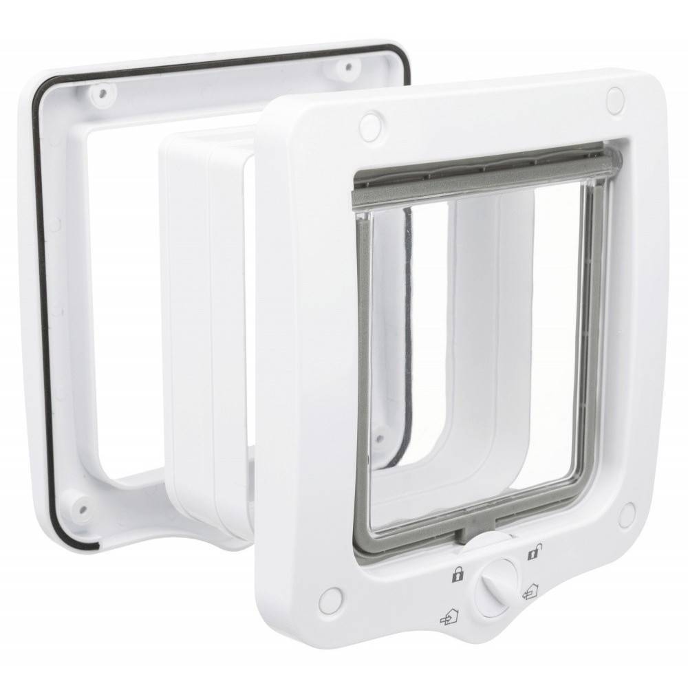 Chatière 4 positions avec tunnel 20 × 22 cm extérieur blanche pour chat - Imagen 2
