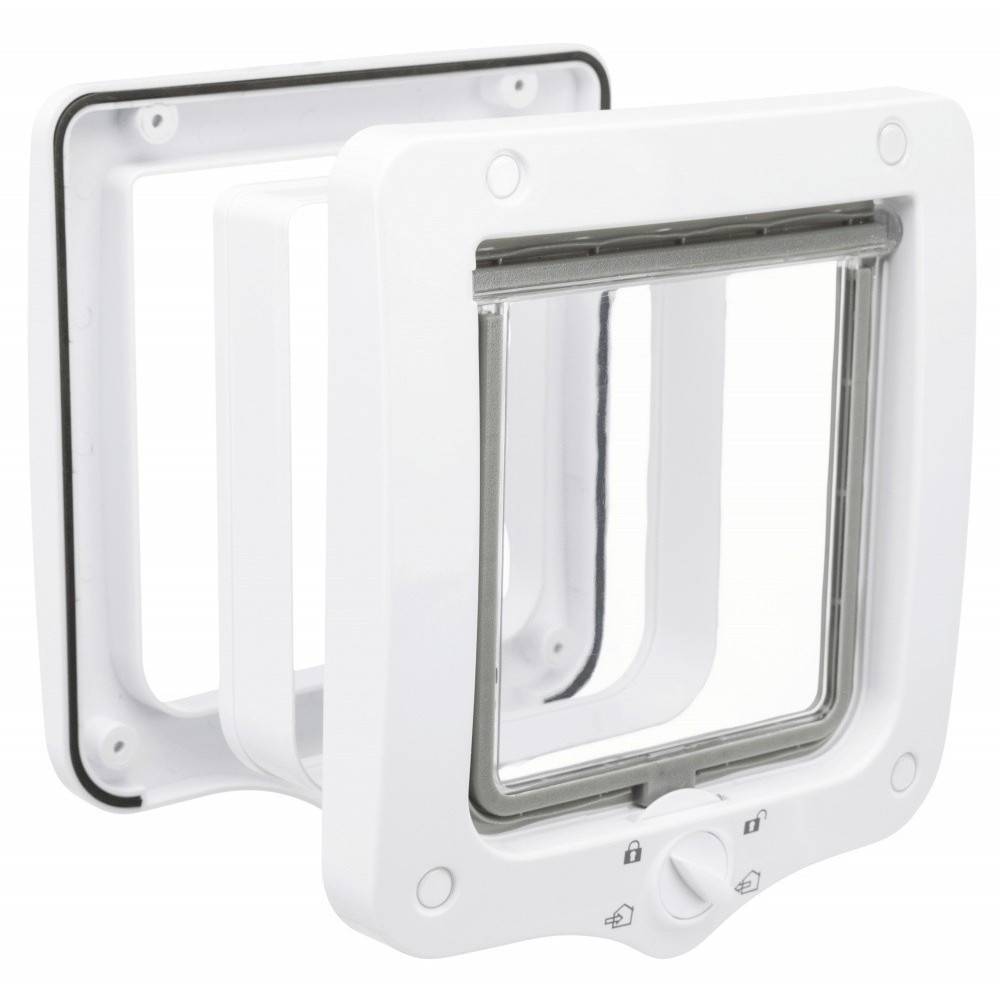 Chatière 4 positions avec tunnel 20 × 22 cm extérieur blanche pour chat - Imagen 1
