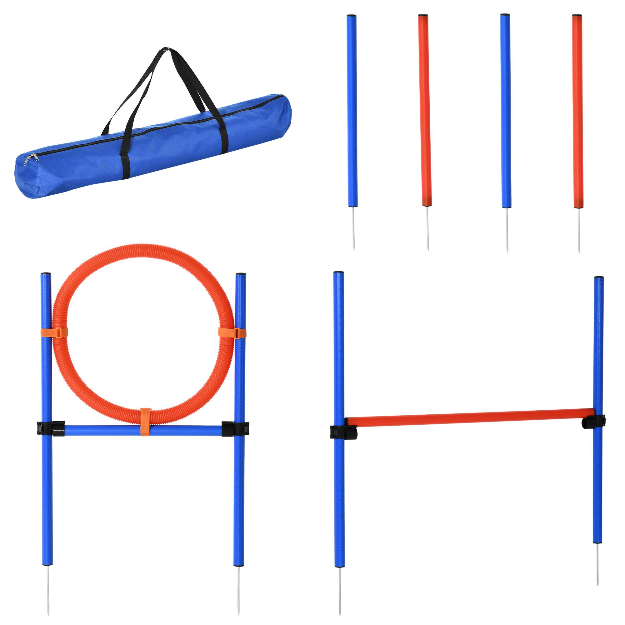 Kit d'agilité pour chien plastique bleu et rouge 3.2 x 3.2 x 86 cm - PANGIVO - Image 1