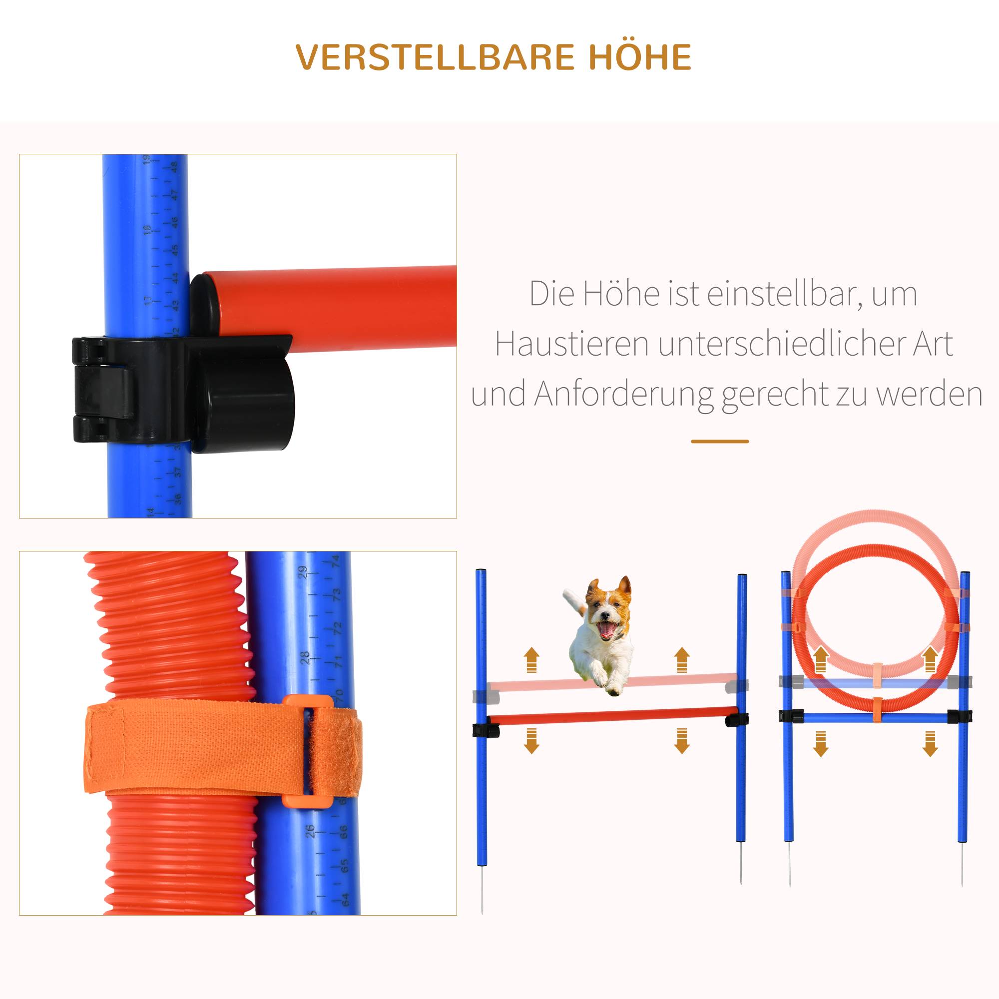 Kit d'agilité pour chien plastique bleu et rouge 3.2 x 3.2 x 86 cm - PANGIVO - Image 6