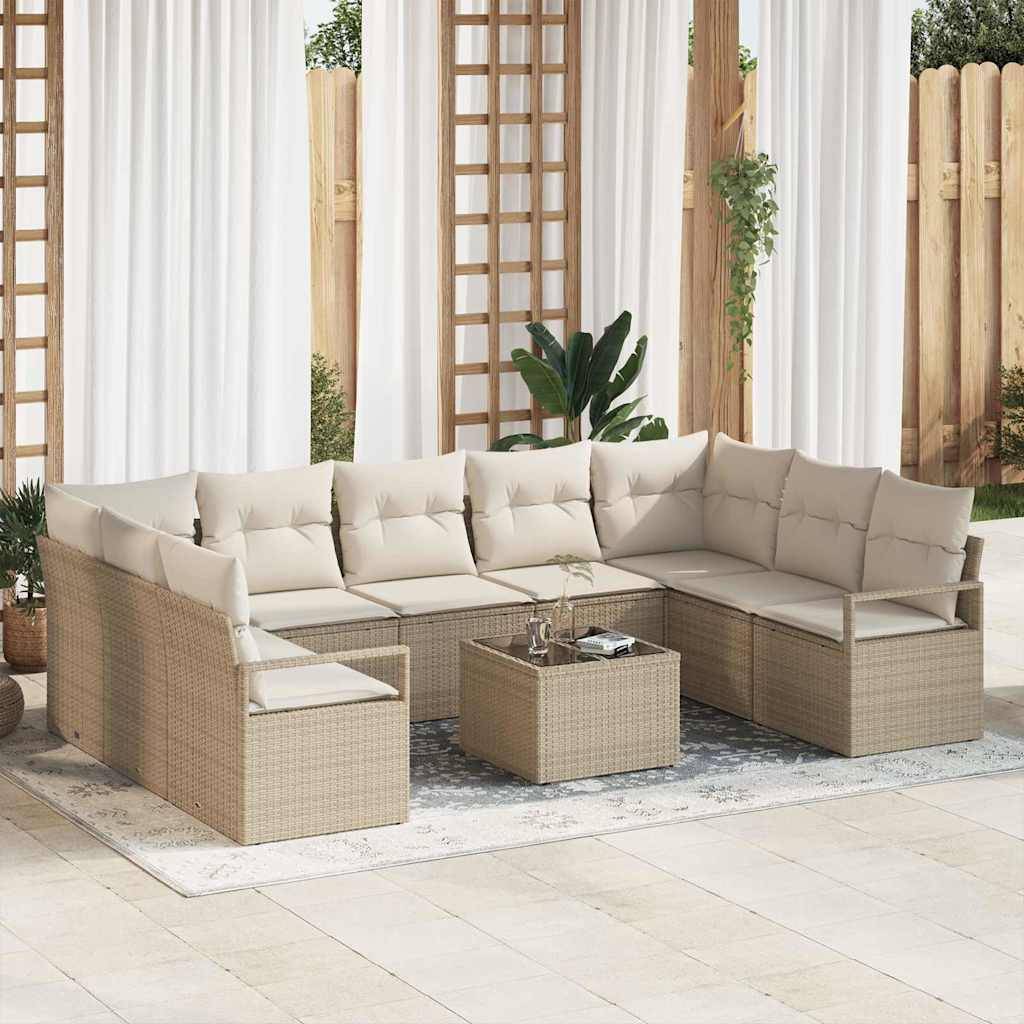Vidaxl - Ensemble de Canapés avec coussin 10 pcs Beige polyrotin vidaXL 3346551 - Imagen 1