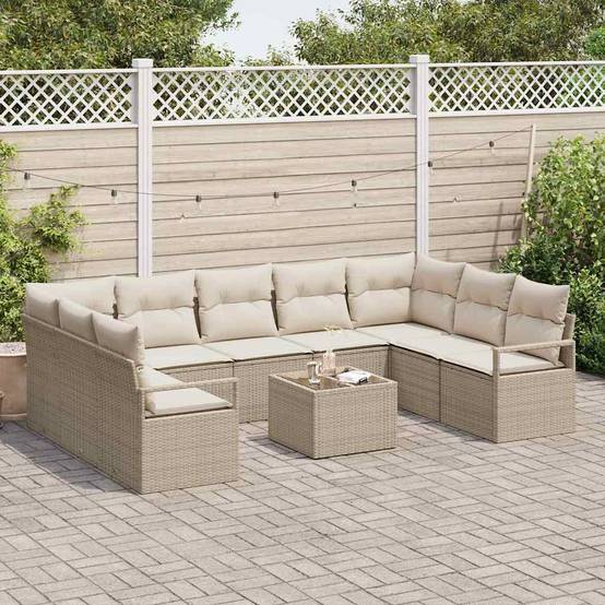 Vidaxl - Ensemble de Canapés avec coussin 10 pcs Beige polyrotin vidaXL 3346551 - Image 4