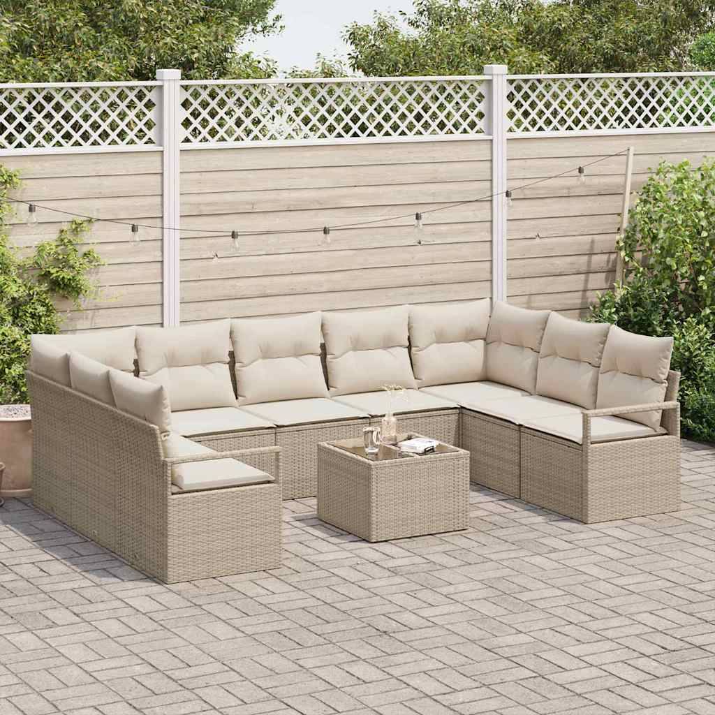 Vidaxl - Ensemble de Canapés avec coussin 10 pcs Beige polyrotin vidaXL 3346551 - Imagen 4
