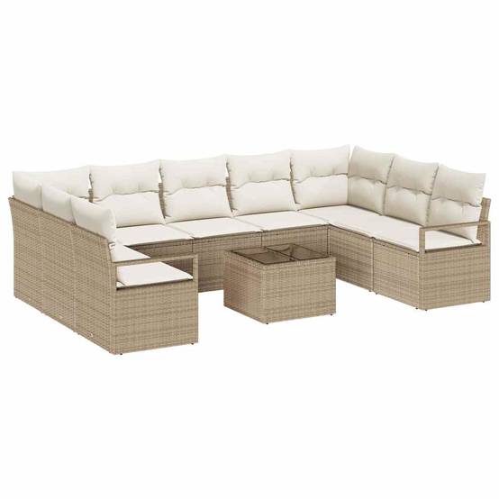 Vidaxl - Ensemble de Canapés avec coussin 10 pcs Beige polyrotin vidaXL 3346551 - Image 2