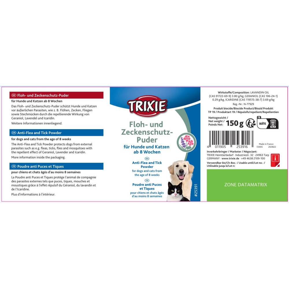 Trixie - Poudre anti-puces et tiques pour chats et chiens 150 g - Image 3