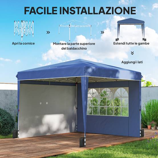 ComfortXL - Tonnelle Pliante Métal Oxford Réceptions Extérieures Parois Latérales 3x3m Bleu - ComfortXL Outdoor Living - Image 9