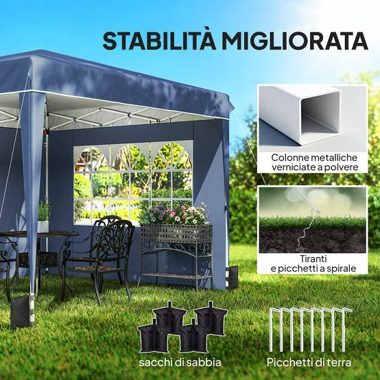 ComfortXL - Tonnelle Pliante Métal Oxford Réceptions Extérieures Parois Latérales 3x3m Bleu - ComfortXL Outdoor Living - Image 8