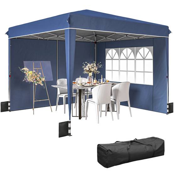 ComfortXL - Tonnelle Pliante Métal Oxford Réceptions Extérieures Parois Latérales 3x3m Bleu - ComfortXL Outdoor Living - Image 2