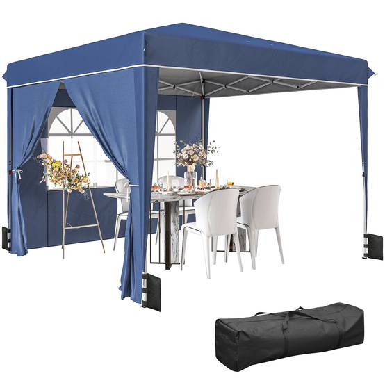 ComfortXL - Tonnelle Pliante Métal Oxford Réceptions Extérieures Parois Latérales 3x3m Bleu - ComfortXL Outdoor Living - Image 1