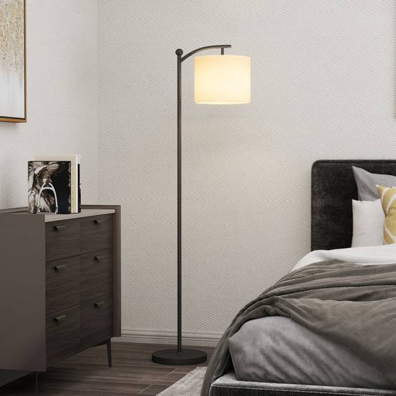 Home Sweet Home Lampadaire Moderne Trépied Bois 148cm Blanc - Abat-jour E27 Avec Interrupteur Pied