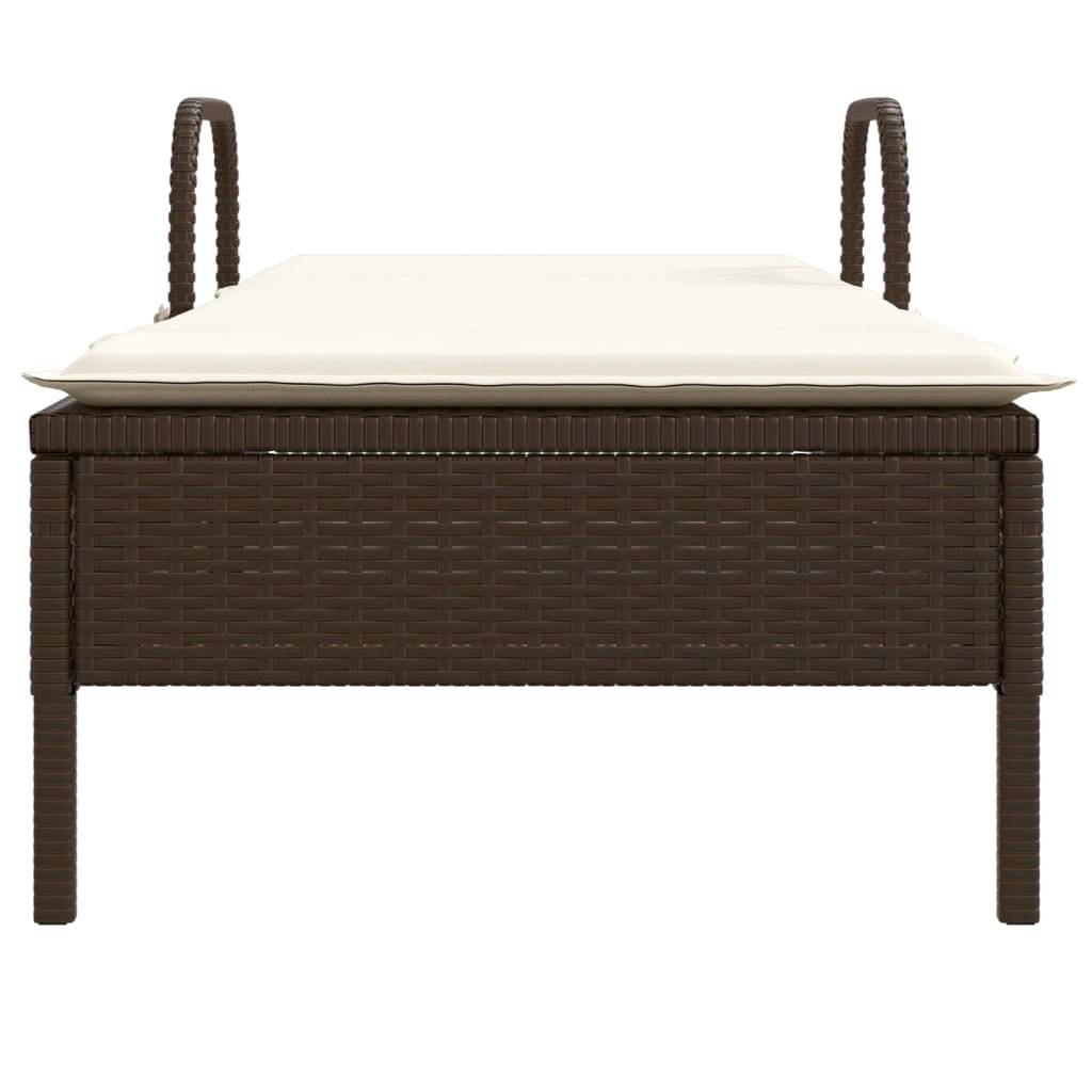 Vidaxl - Chaise longue avec roues et coussin marron résine tressée vidaXL 368309 - Image 9