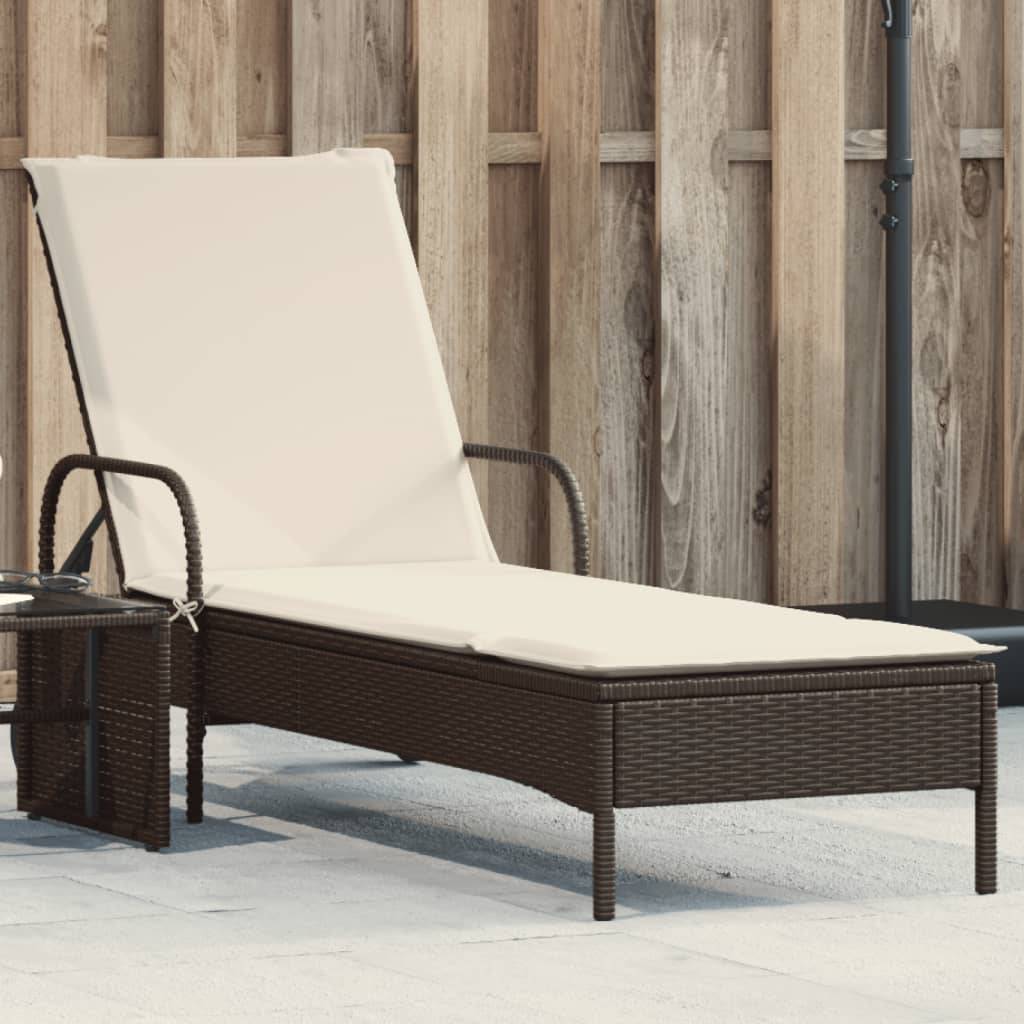 Vidaxl - Chaise longue avec roues et coussin marron résine tressée vidaXL 368309