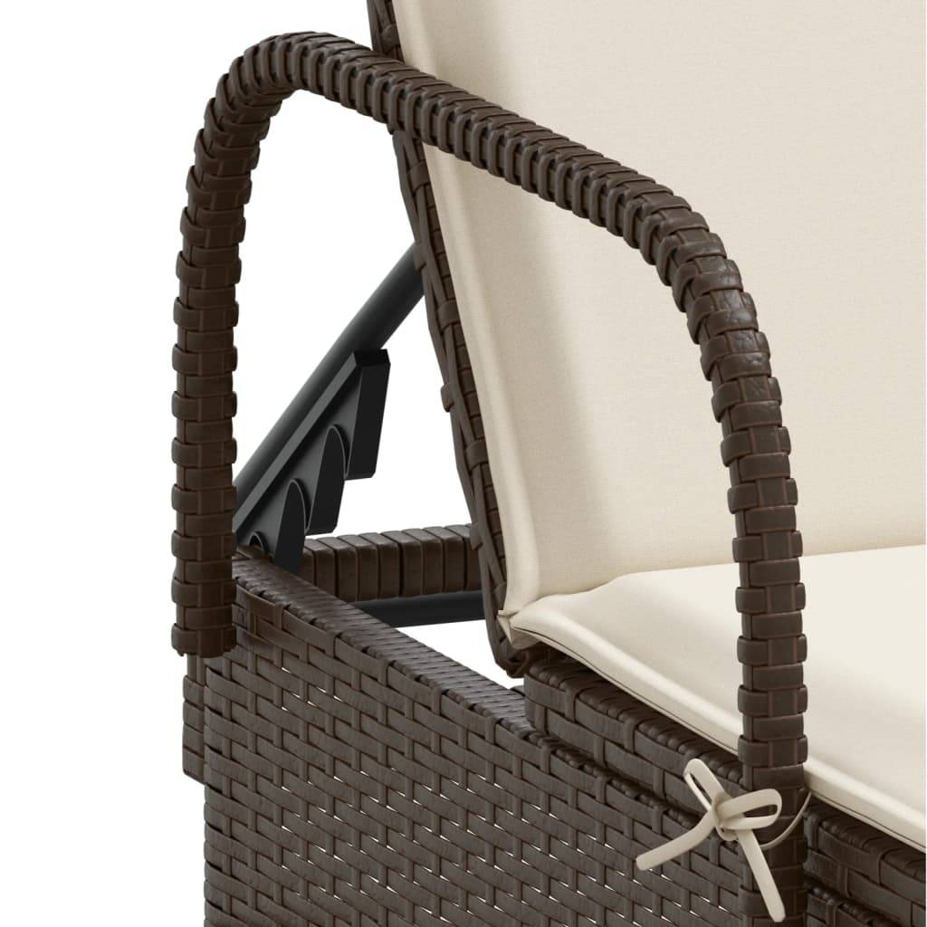Vidaxl - Chaise longue avec roues et coussin marron résine tressée vidaXL 368309 - Image 4