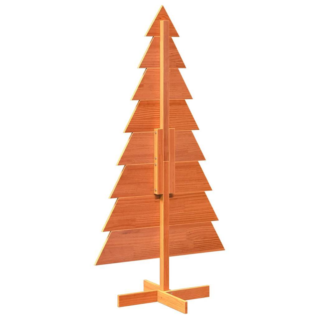 Sapin de Noël en Bois Pin Massif Décoration Intérieure 150 cm Brun – ComfortXL Outdoor Living - Image 5