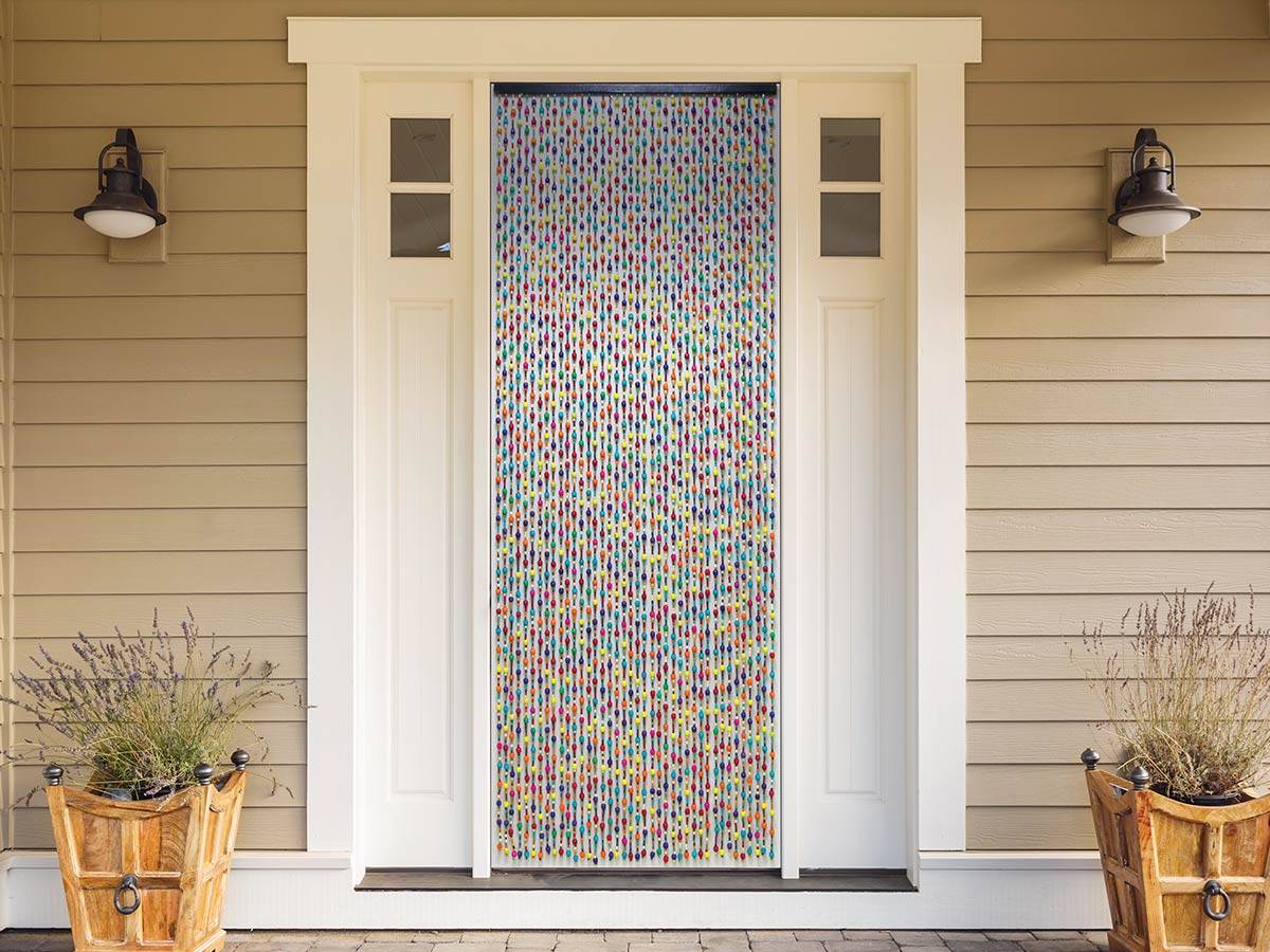 Morel - Rideau de porte en perles de bois multicolore 90 x 200 cm - Morel