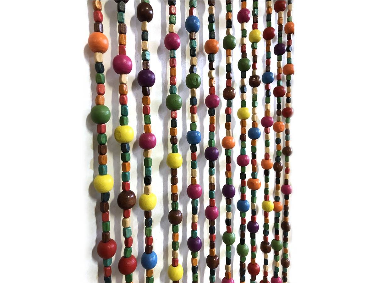 Morel - Rideau de porte en perles de bois multicolore 90 x 200 cm - Morel - Imagen 2