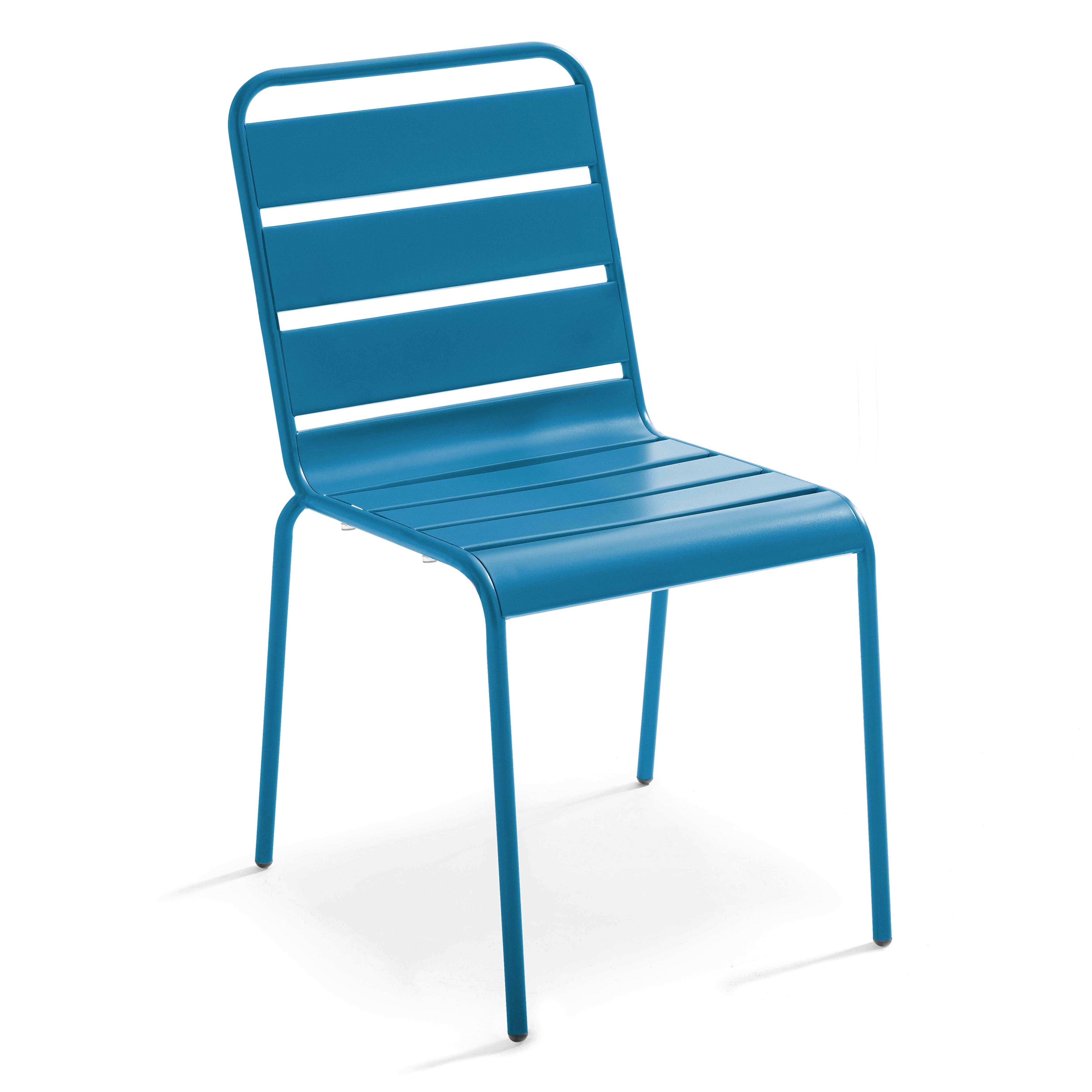 Oviala - Ensemble table de terrasse et 4 chaises en métal bleu pacific Palavas - Oviala - Imagen 5