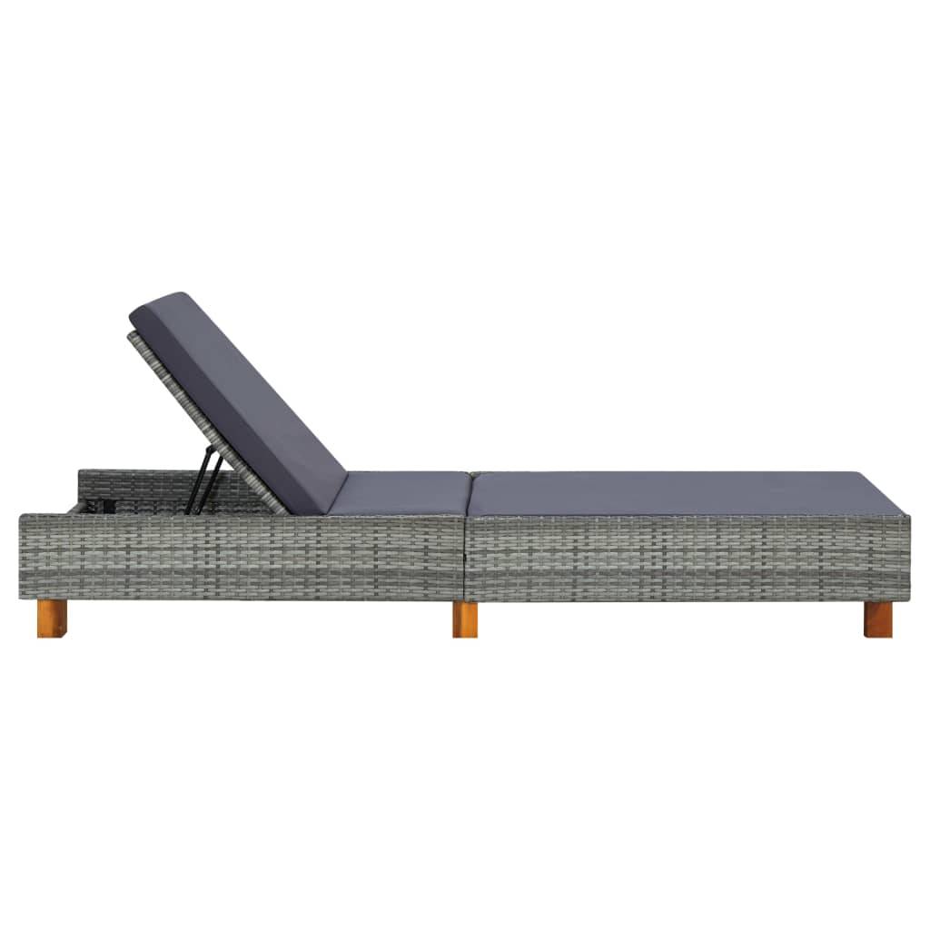 Helloshop26 - Transat chaise longue bain de soleil avec coussin résine tressée gris - Imagen 3