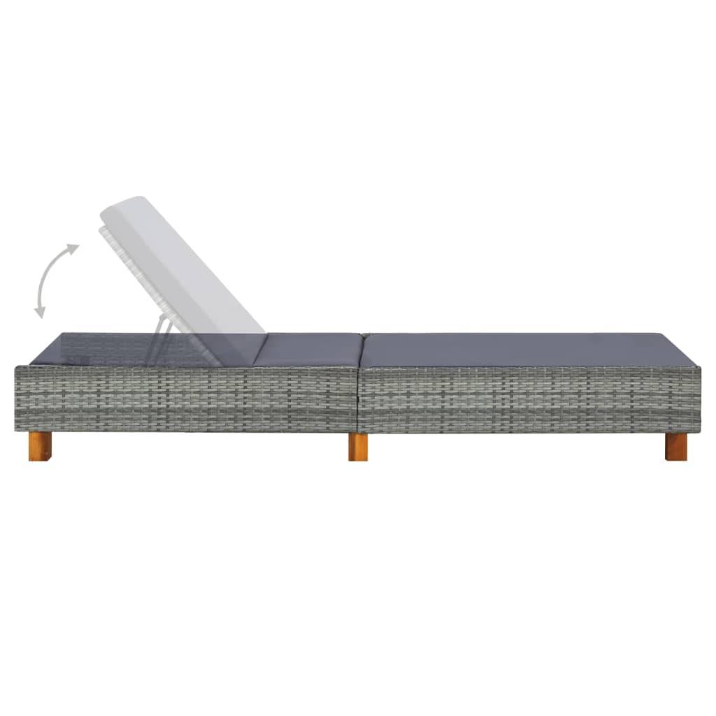 Helloshop26 - Transat chaise longue bain de soleil avec coussin résine tressée gris - Imagen 5