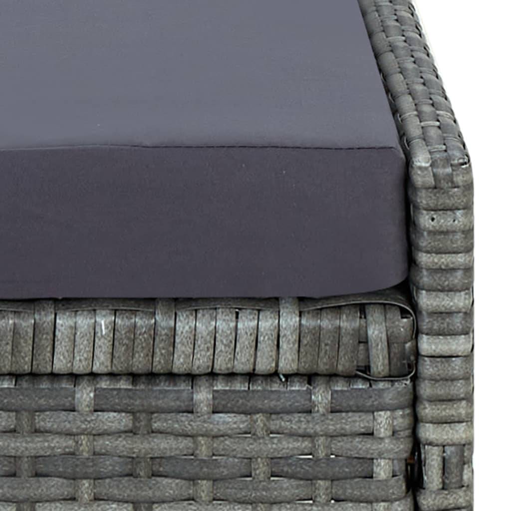 Helloshop26 - Transat chaise longue bain de soleil avec coussin résine tressée gris - Imagen 6