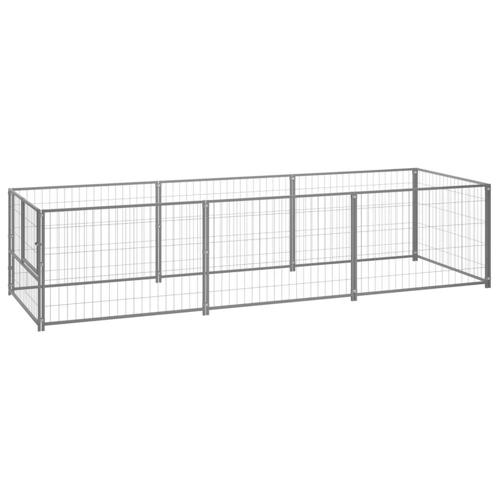 Helloshop26 - Chenil extérieur cage enclos parc animaux chien argenté 3 m² acier - Imagen 1