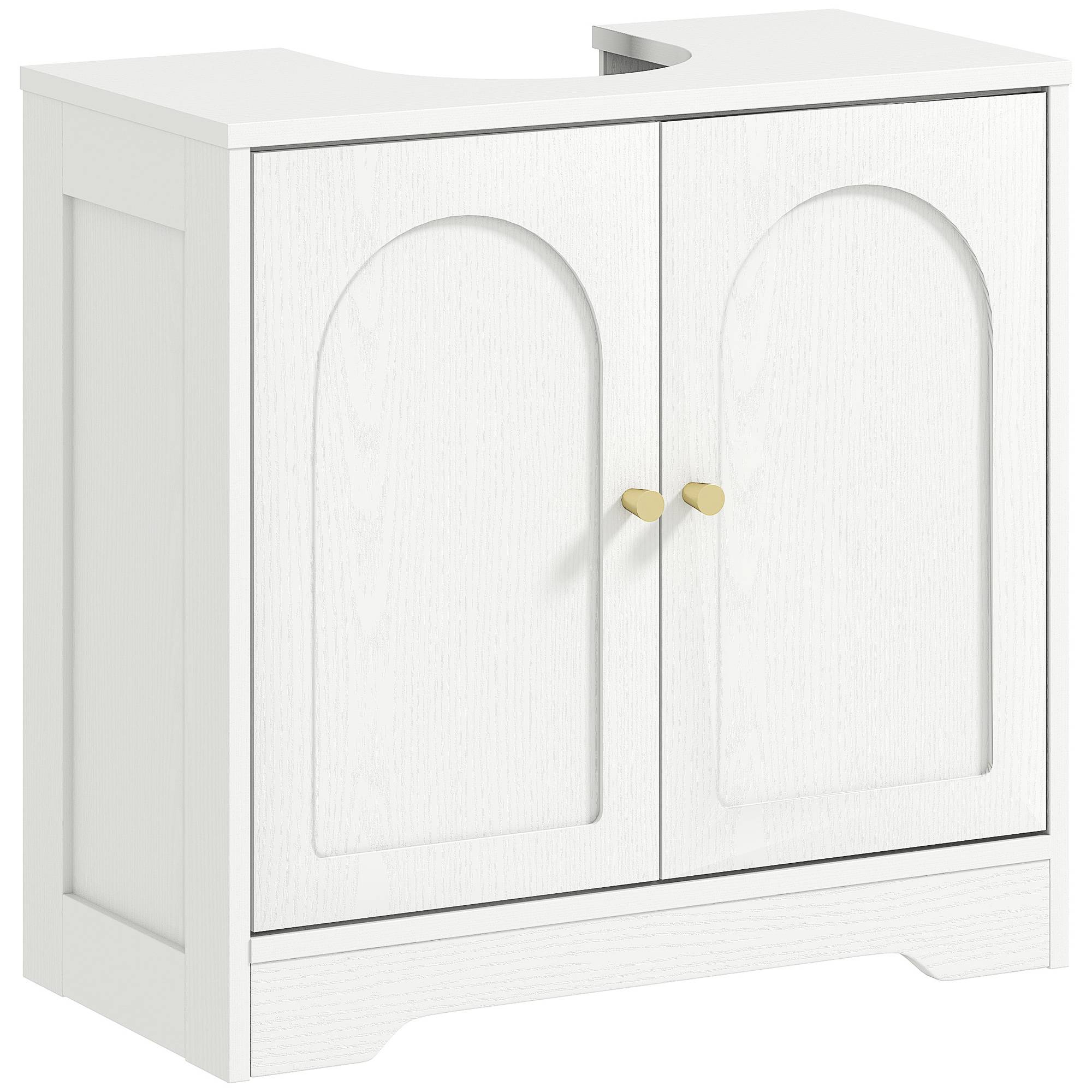 Sans Marque - Meuble sous lavabo salle bain placard portes étagère réglable bassin avec ou sans pédestal blanc - Image 1