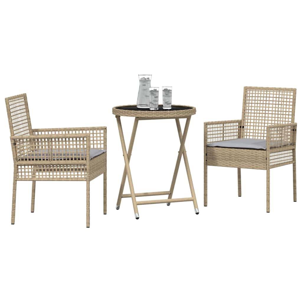 Vidaxl - Ensemble bistro de jardin 3 pcs-Salons de jardin Beige polyrotin 597444 - Image 3