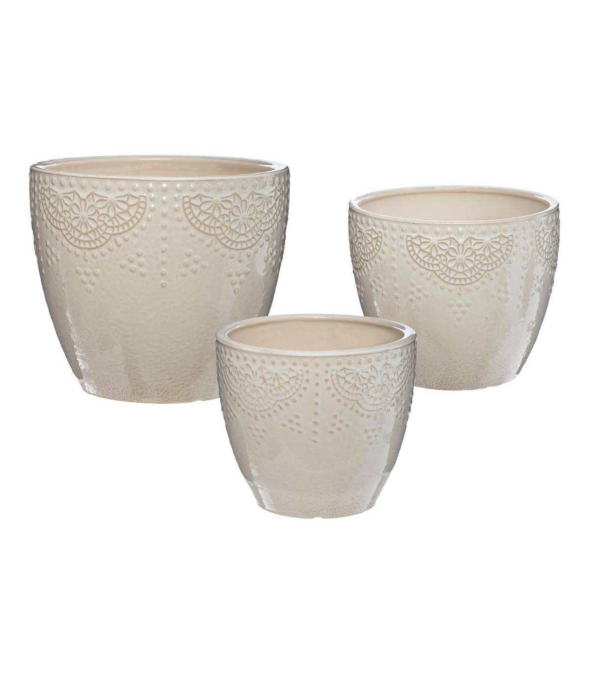 Set de 3 Pots de fleurs en Céramique Blanche - Imagen 1