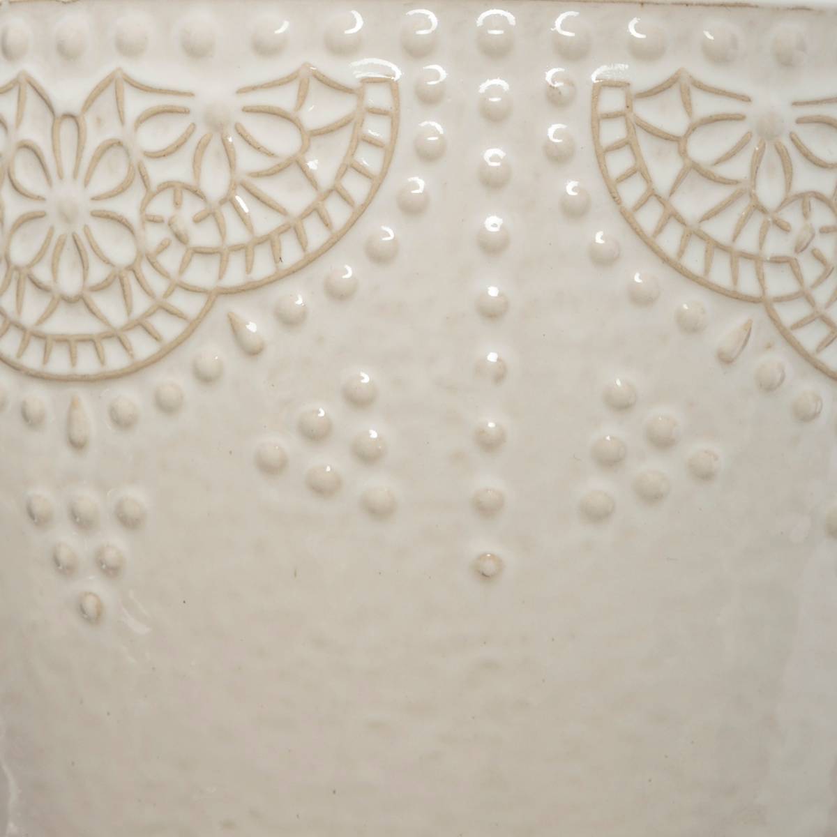 Atmosphera - Set de 3 pots "Bijoux" blanc D20/25/30cm - Atmosphera Créateur d'intérieur - Imagen 2