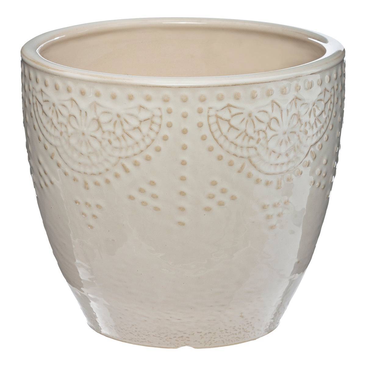 Atmosphera - Set de 3 pots "Bijoux" blanc D20/25/30cm - Atmosphera Créateur d'intérieur - Imagen 4