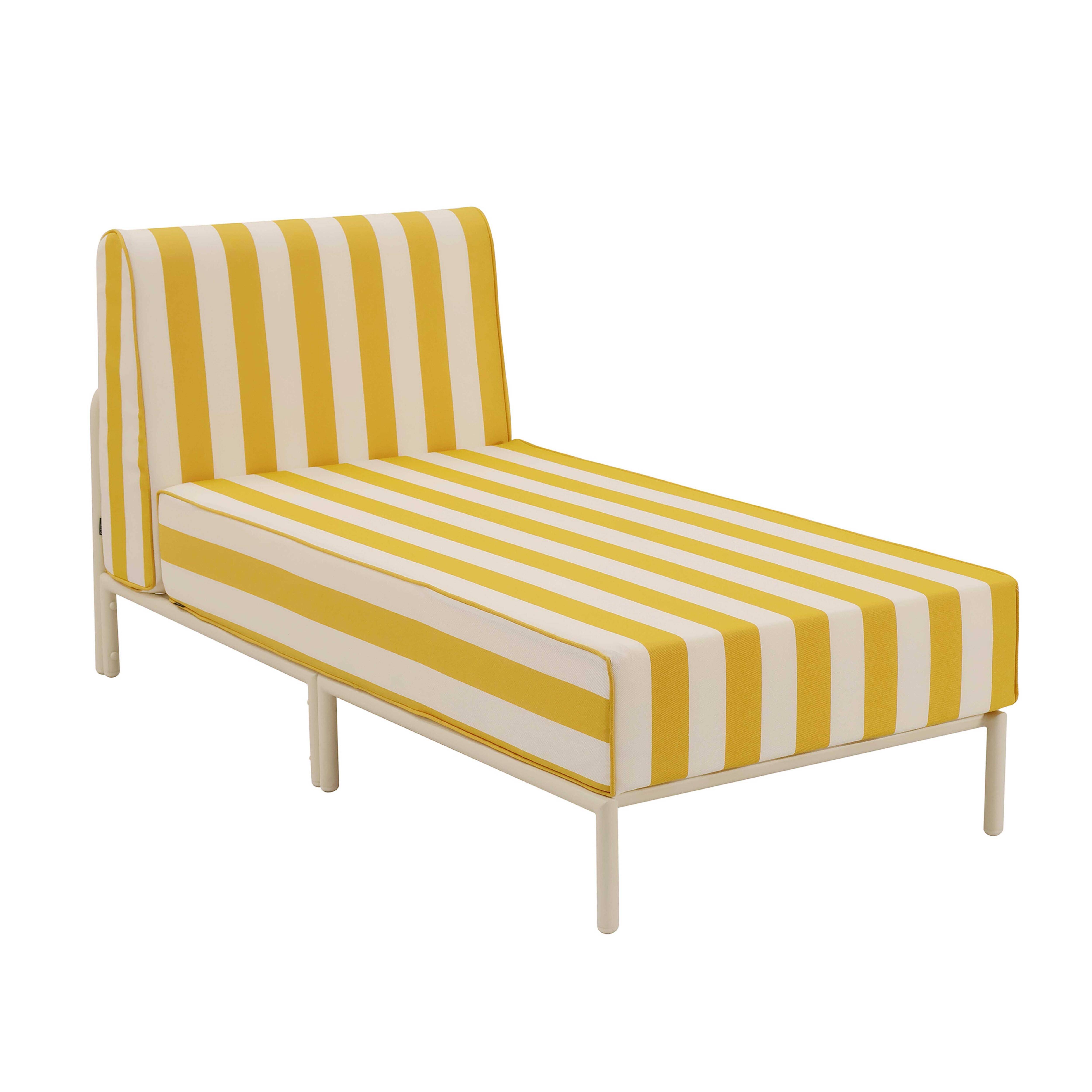 Oviala - Méridienne rayée pour salon de jardin modulable en tissu jaune clair  Patio - Oviala