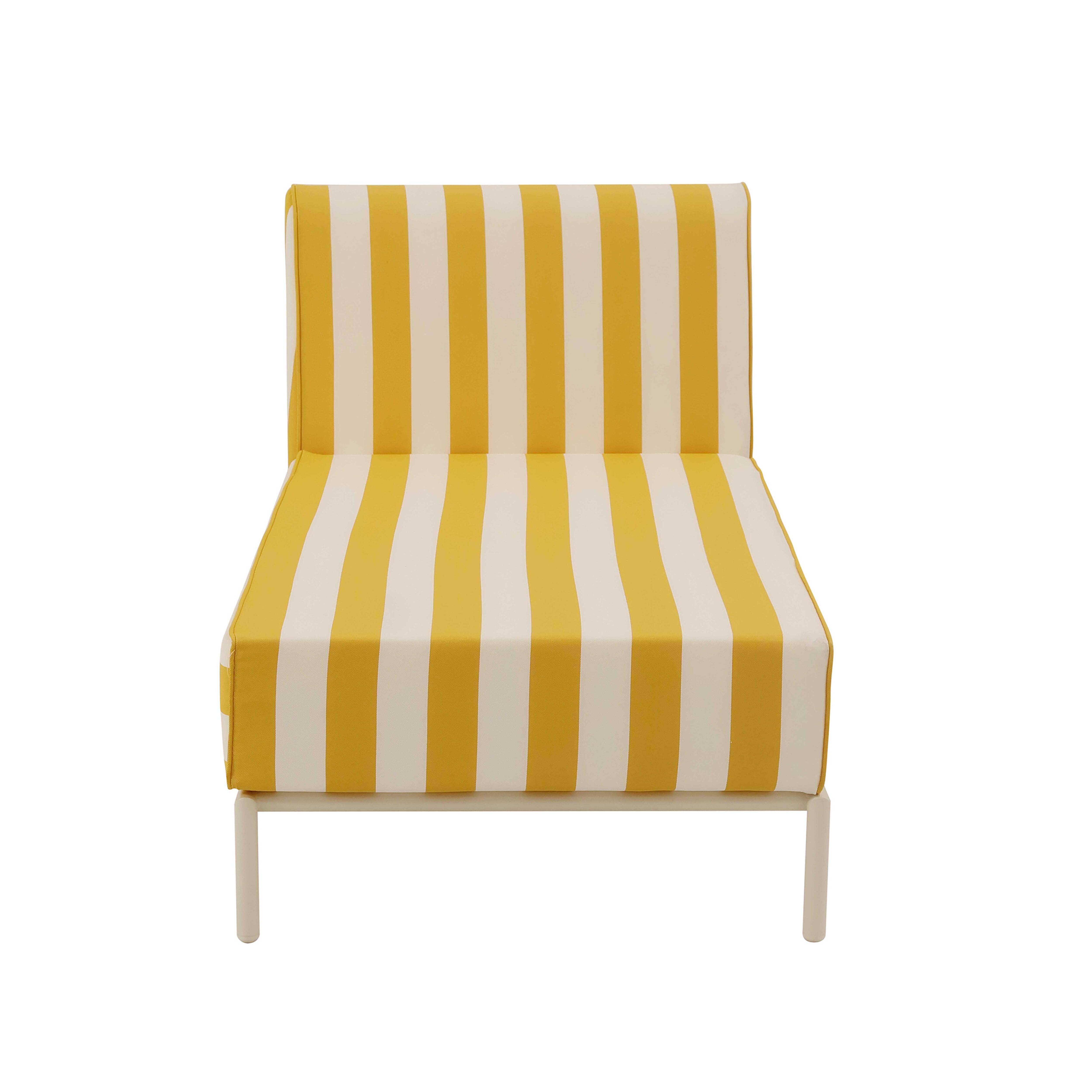 Oviala - Méridienne rayée pour salon de jardin modulable en tissu jaune clair Patio - Oviala - Image 5