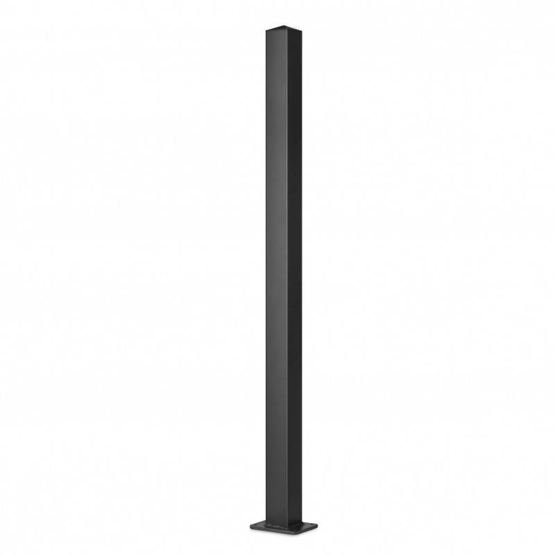 Poteau aluminium tradition style ferronnerie sur platine universel pour portail et portillon chapeau inclus H1.86 m Noir - Easy Clôture - Imagen 1