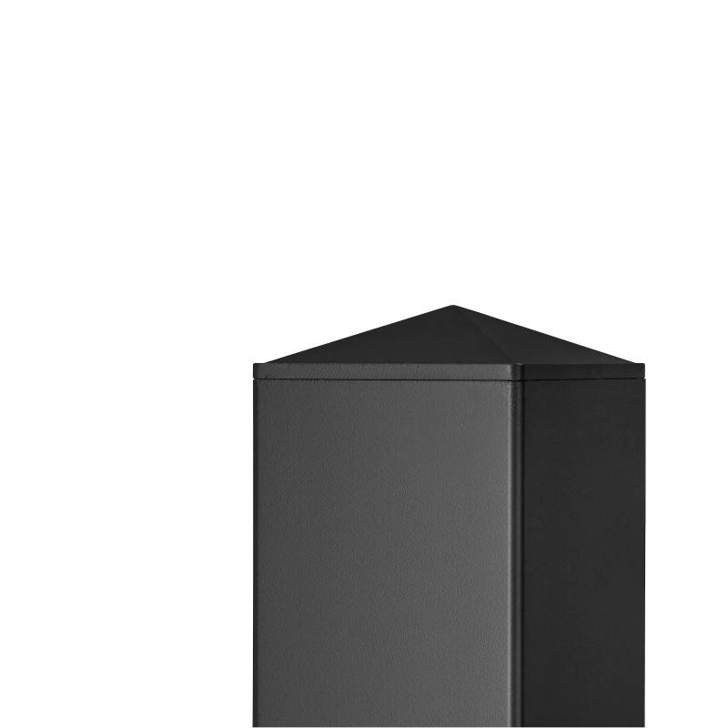Poteau aluminium tradition style ferronnerie sur platine universel pour portail et portillon chapeau inclus H1.86 m Noir - Easy Clôture - Imagen 4