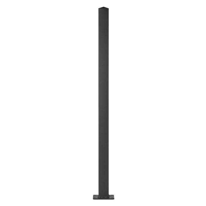 Poteau aluminium tradition style ferronnerie sur platine universel pour portail et portillon chapeau inclus H1.86 m Noir - Easy Clôture - Imagen 2