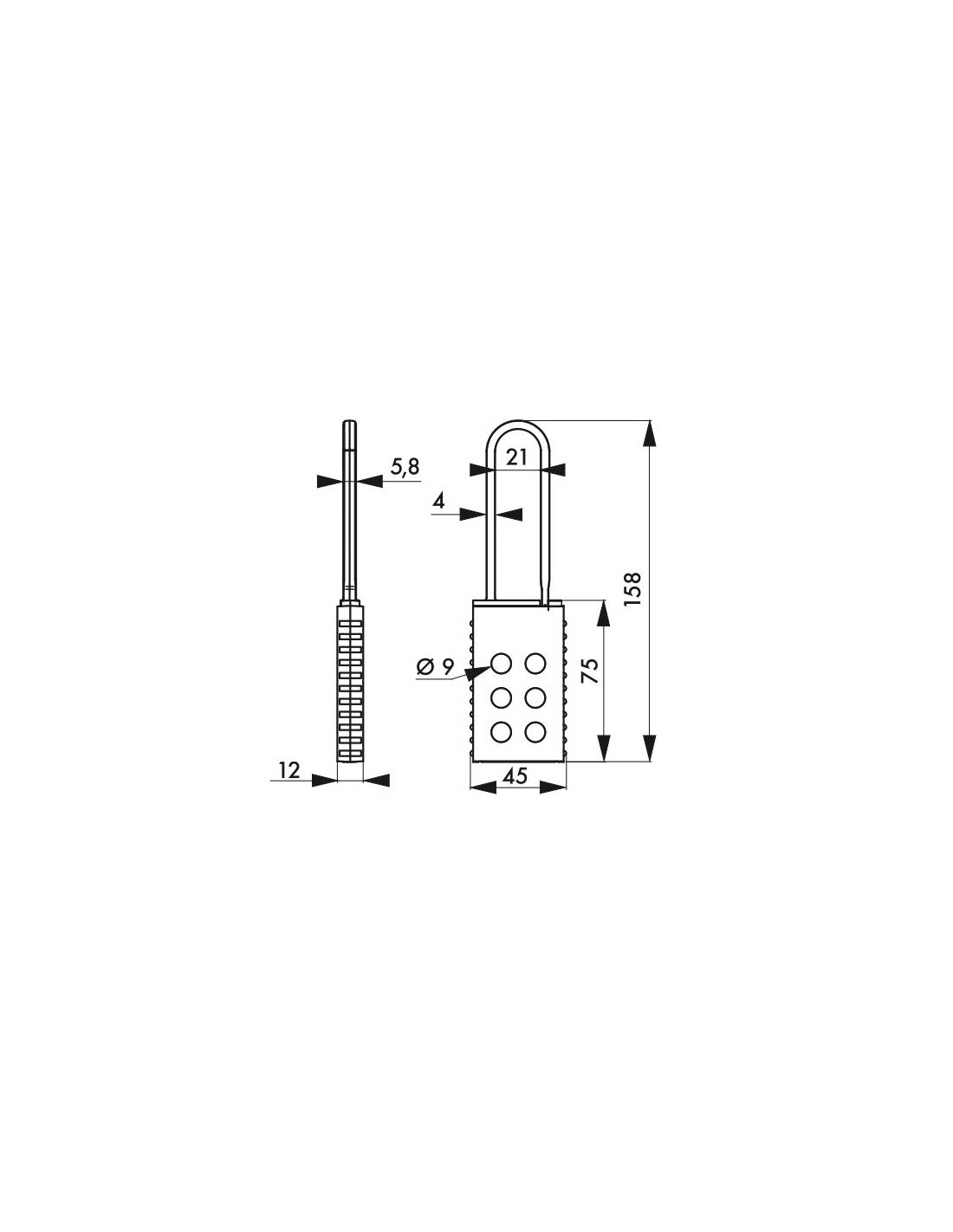 Machoire de consignation THIRARD anse nylon D.7 mm L.157 x l.45 mm pour 6 cadenas - 091193 - Imagen 2