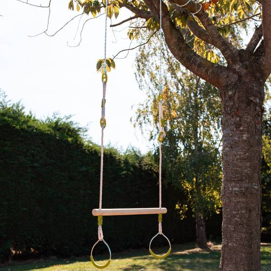 sweeek - Trapèze bois avec paire d’anneaux métal pour portique de 2 à 2.5m. agrès balançoire. accessoire | sweeek - Image 5