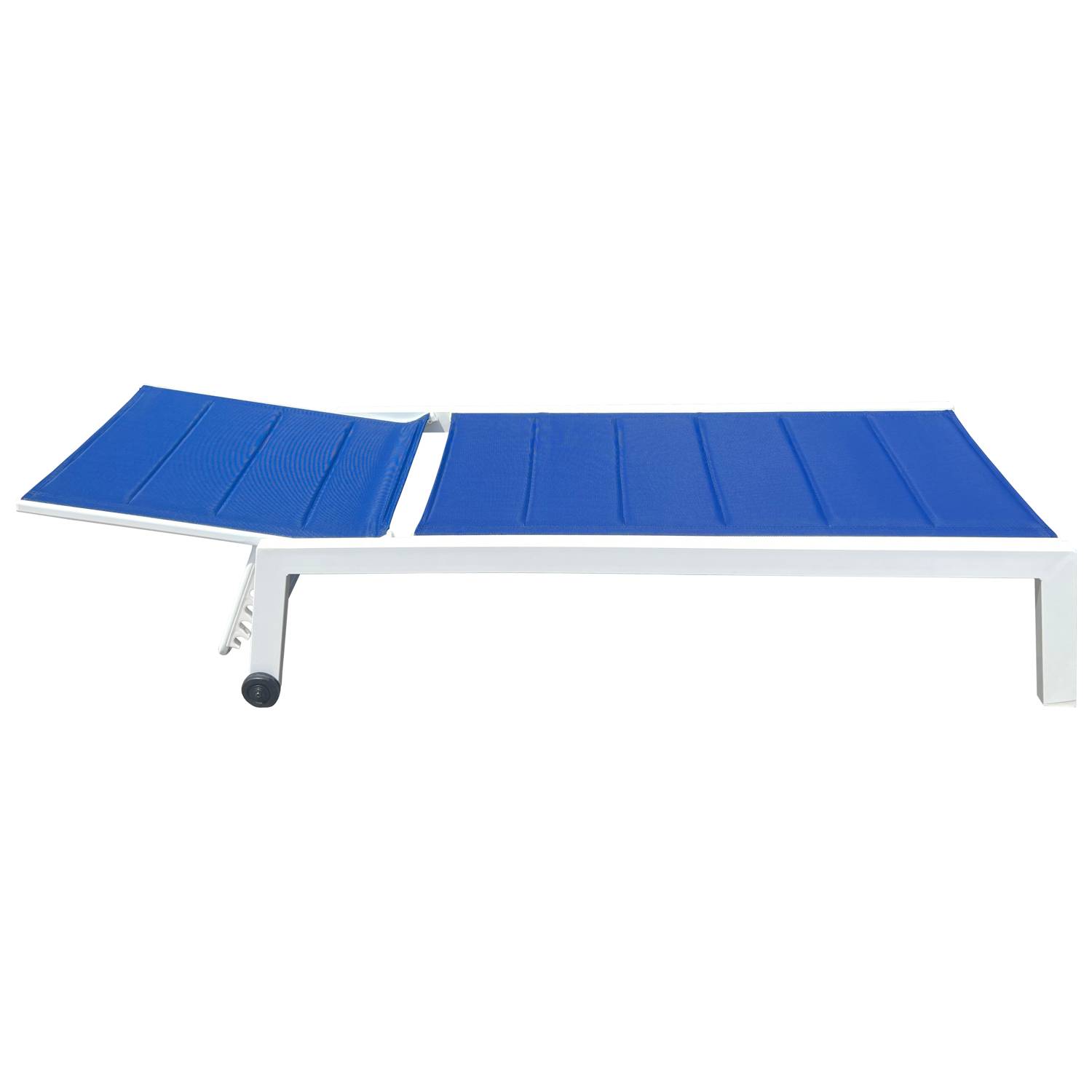 Happy Garden - Set bain de soleil et table d'appoint BARBADOS en textilène bleu - aluminium blanc - HAPPY GARDEN - Imagen 4