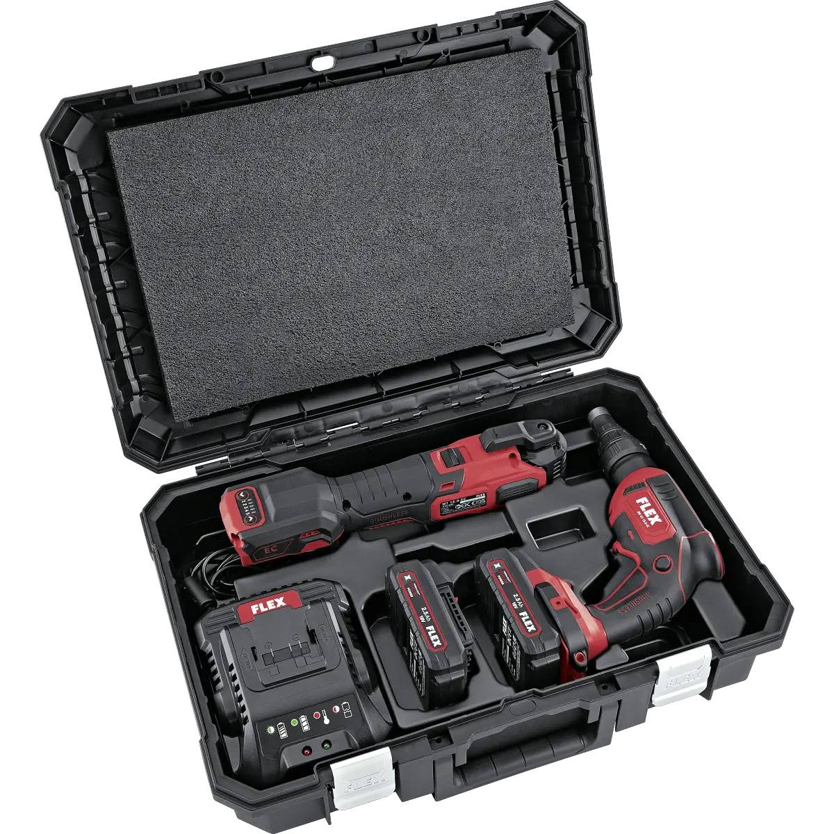 Set visseuse pour cloisons sèches + outil multifonction - FLEX - avec 2 batteries 18V 2.5Ah - chargeur - mallette -532427 - Imagen 2