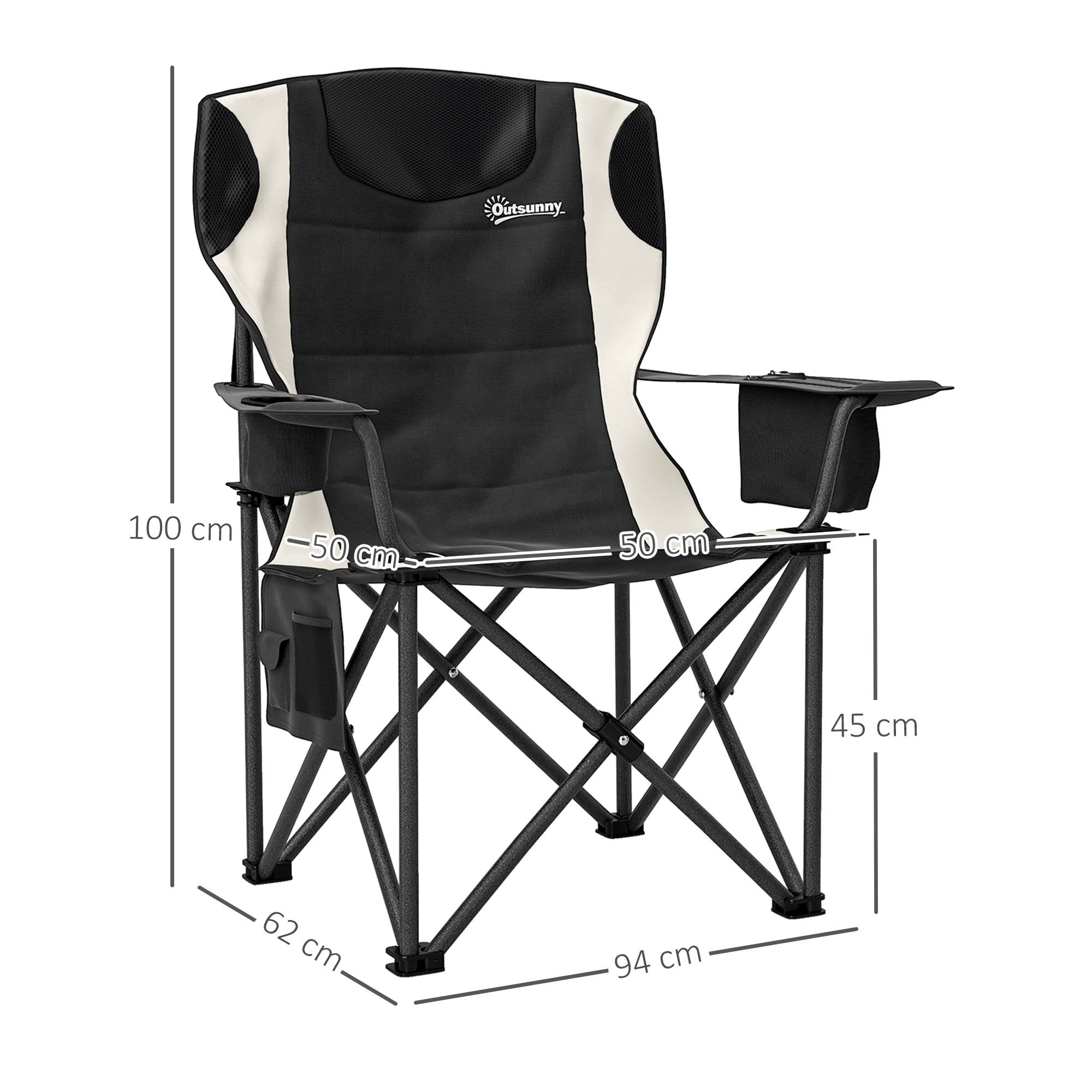 Lot de 2 chaises de camping pliantes métal noir 94 x 62 x 100 cm - PANGIVO - Image 5