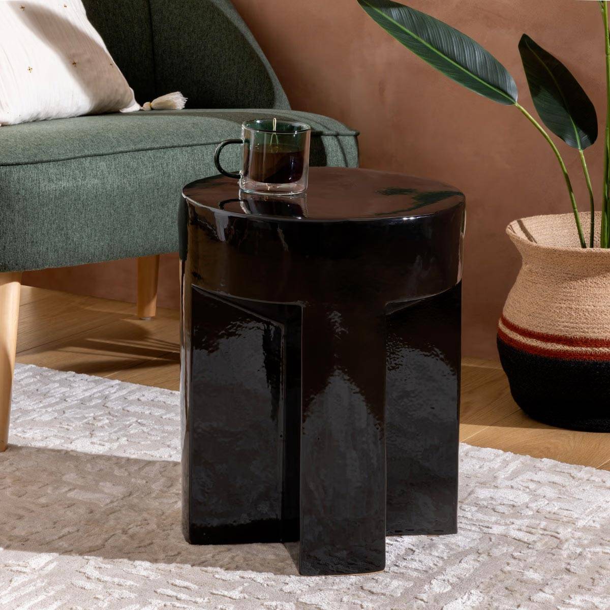 Table d'Appoint en Céramique "Kriz" 41cm Noir - Image 4