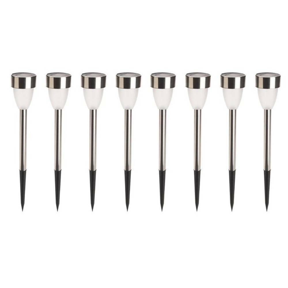 Lot de 8 lampes solaires LED tulipe H36 cm – Éclairage blanc décoratif pour balisage de jardin - TERRE JARDIN - Image 1